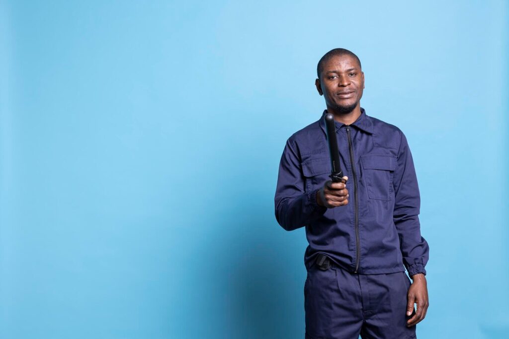 male-security-agent-posing-with-his-police-baton-camera_482257-97732